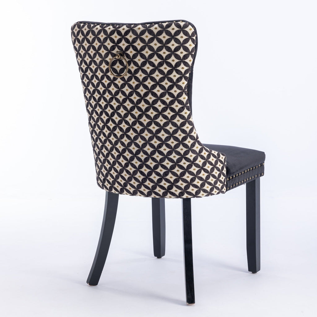 Modern High-end Tufted Solid Wood Velvet Dining Chair(Set of 2)