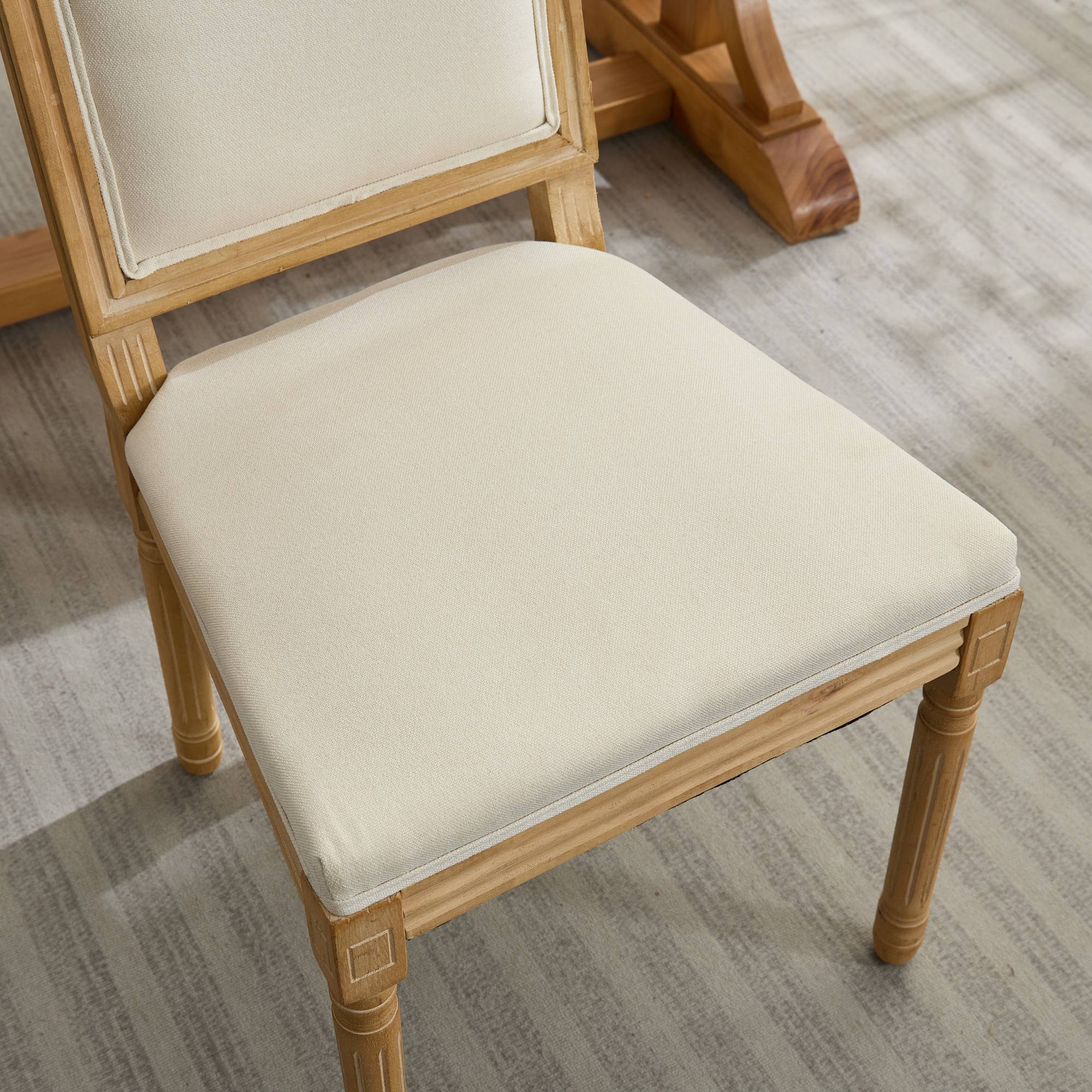 French Louis Dining Chairs with Square Backrest (Set of 2)