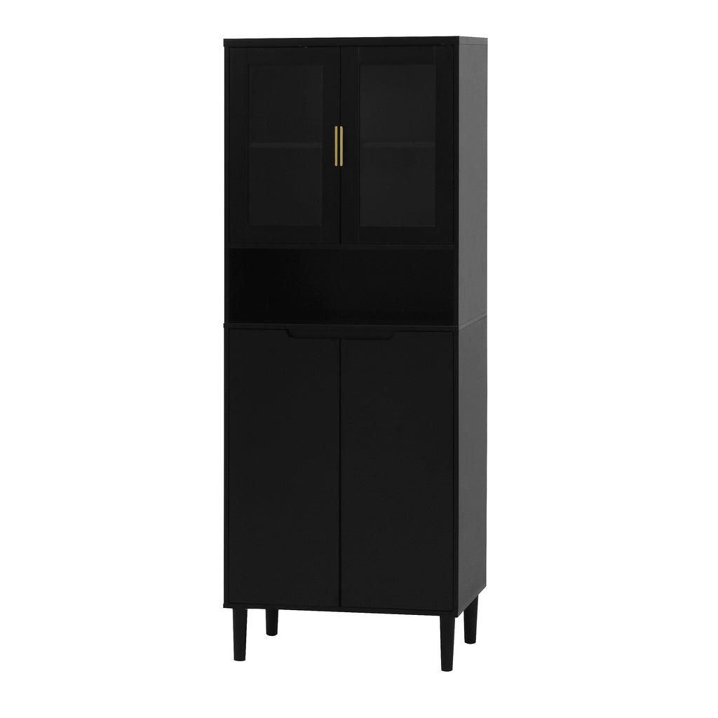 Tempered Glass Door Tall Storage Bookcase