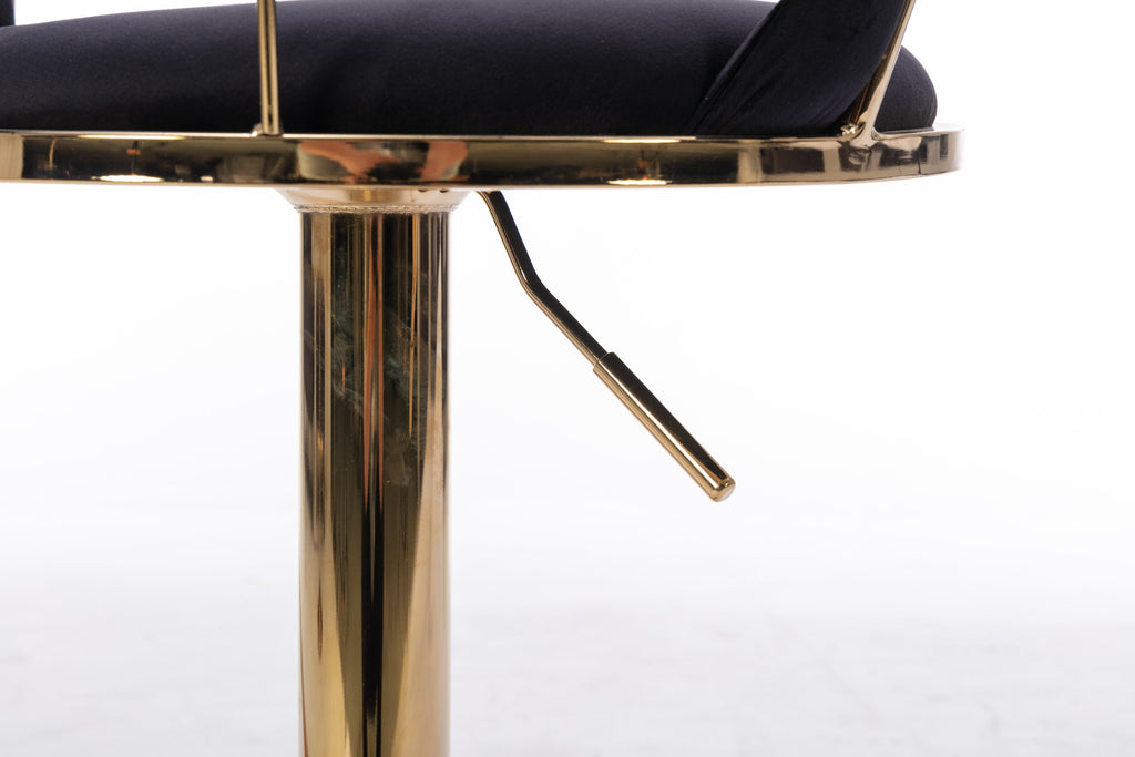 Swivel Height Adjustable Velvet Bar Stools with Golden Leg (Set of 2 )