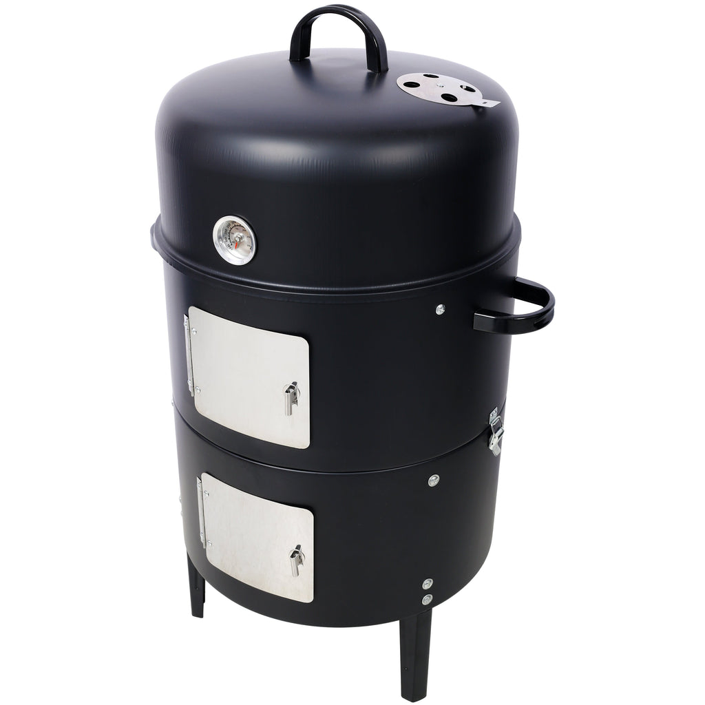17 Inch Steel Charcoal Smoker Heavy Duty BBQ Grill Outdoor Cooking Black
