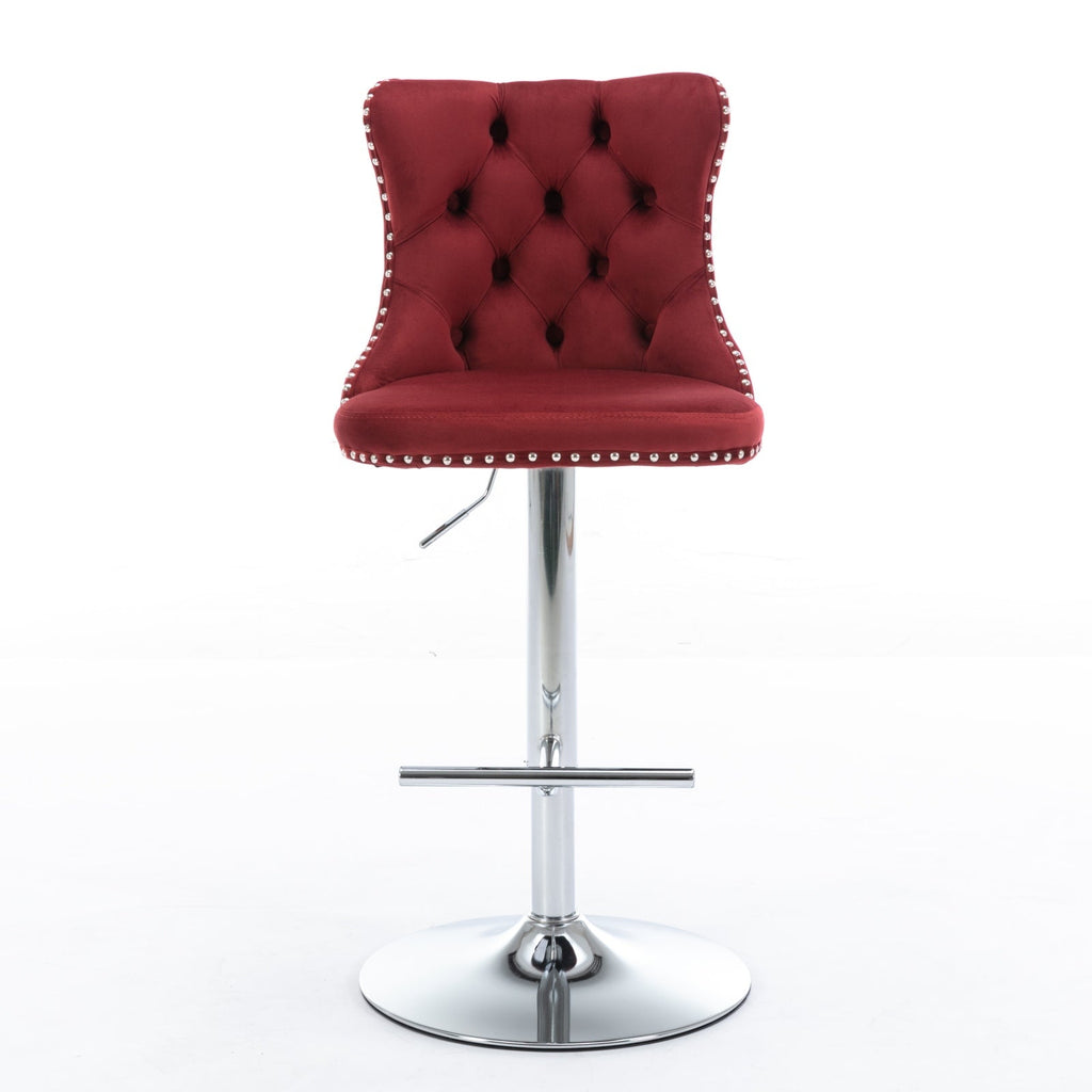 25-33 Inch Modern Velvet Swivel Barstools (Set of 2)