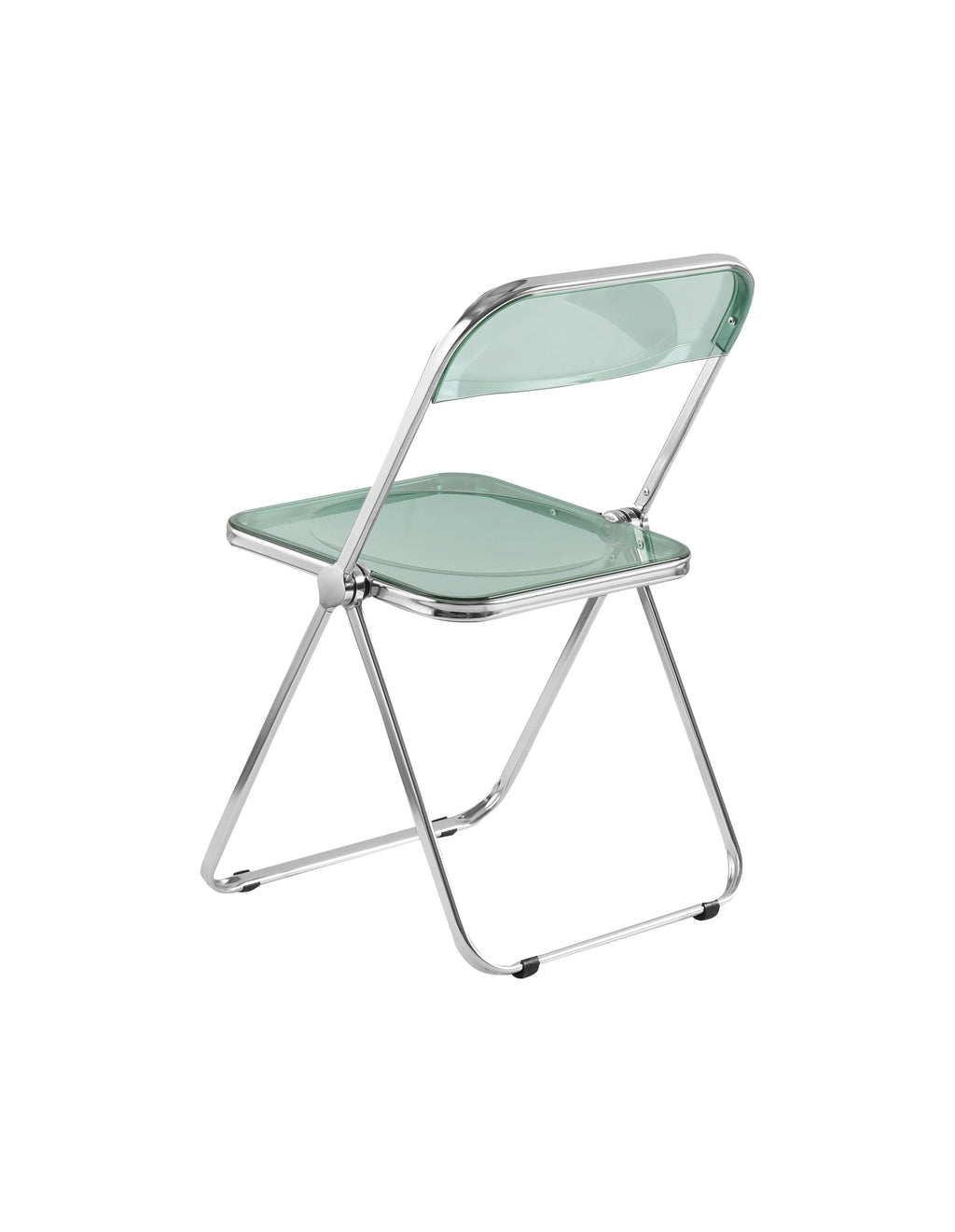 Folding Blue-Green  Ghost Chair Transparent Acrylic Stackable Chrome Frame