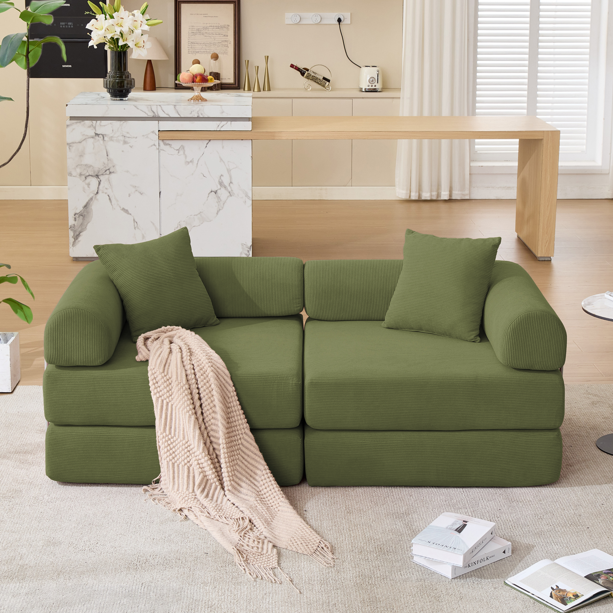 2 Seat Convertible Couch Folding Mattress Couch Sofa Bed