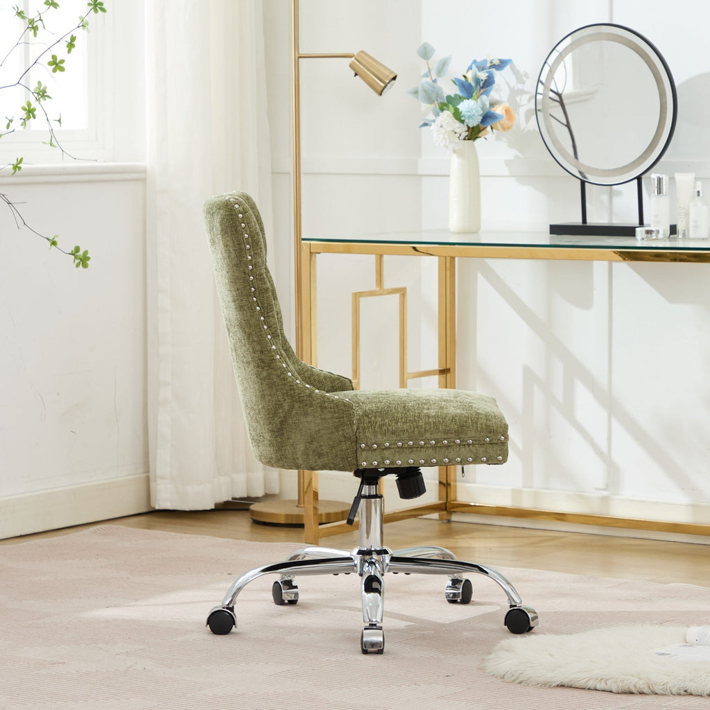 Modern Chenille Upholstered Tufted Button Home Office Chair