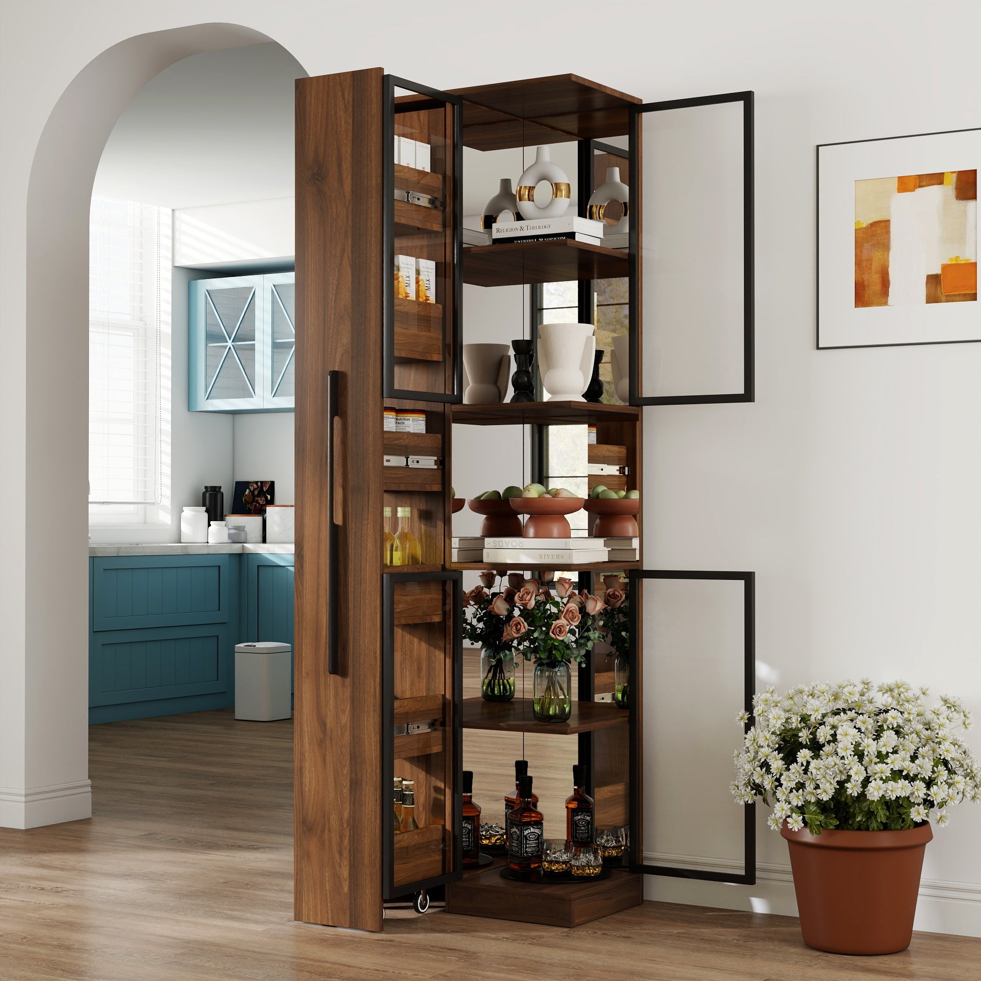 70' Display Cabinet with Glass Doors and Lights