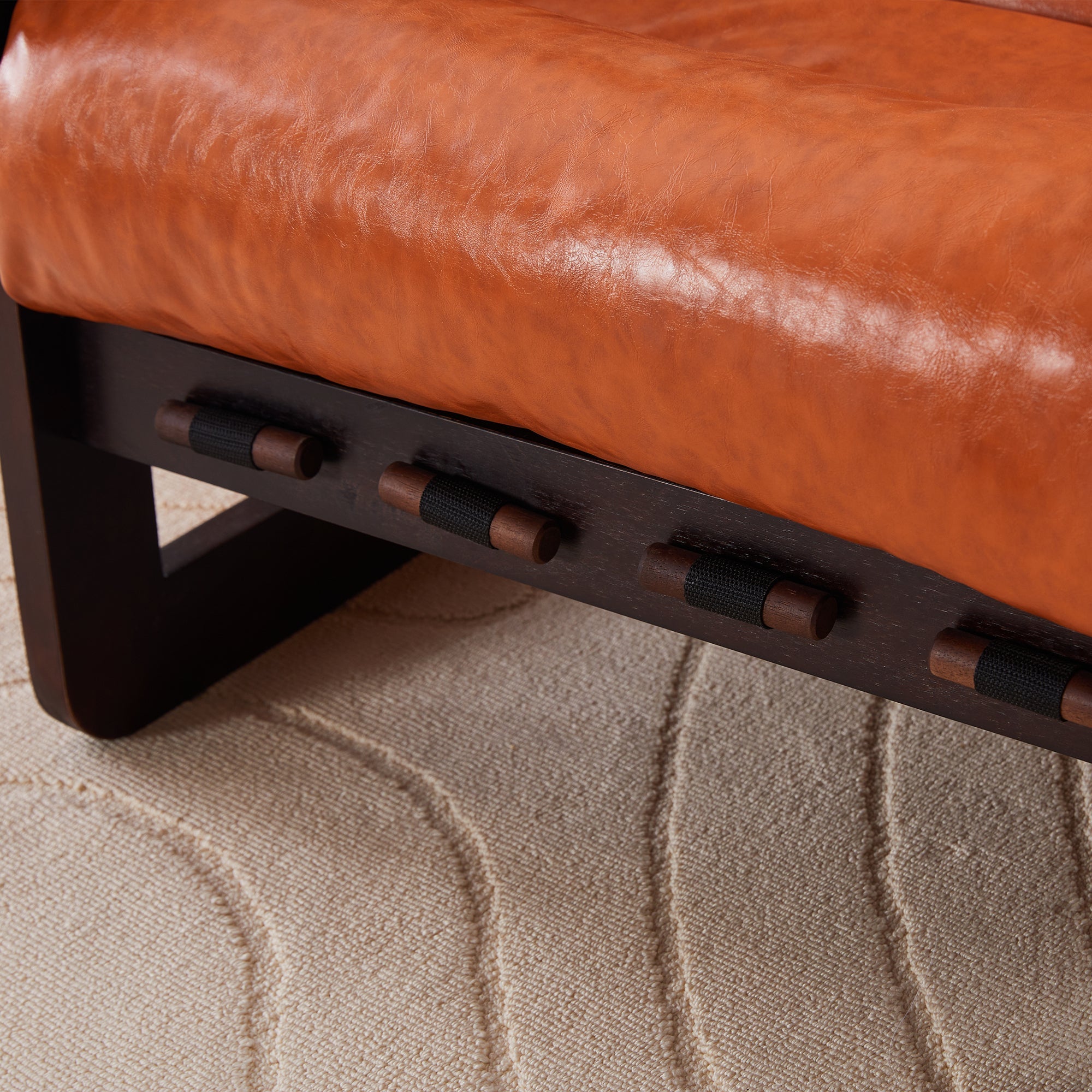 Medieval Modern Lounge Chair Removable Armrests Vintage Oil Wax Leather Sofa
