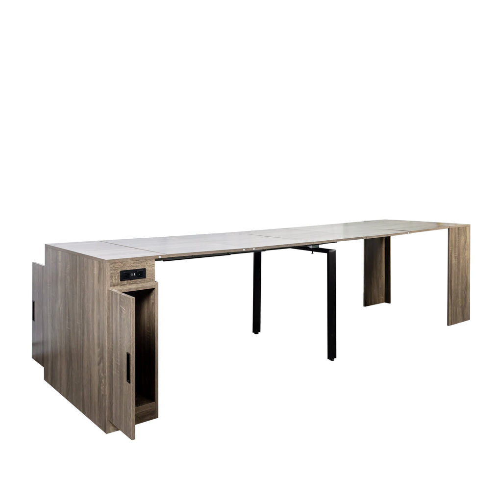 Modern Multifunctional Extendable Dining Table with Outlet