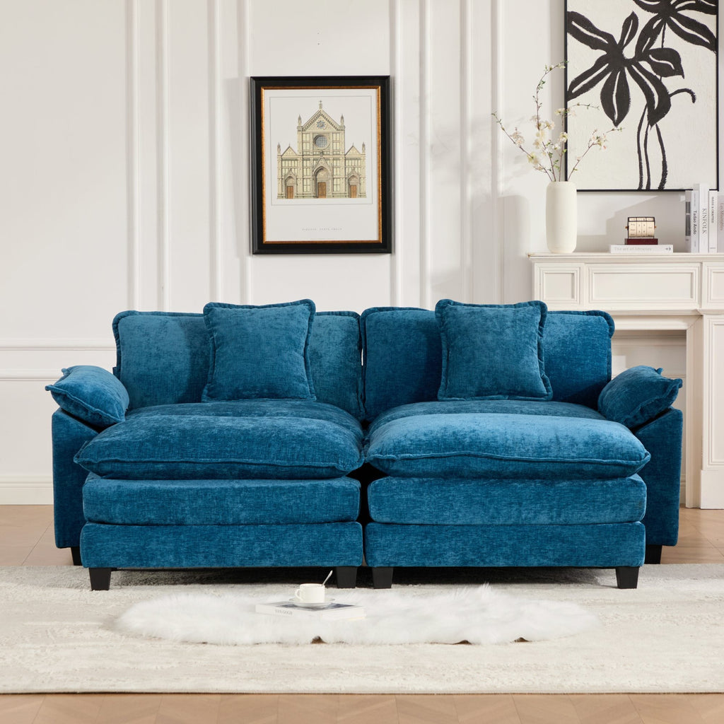 Modern Comfy Upholstered Seat Cushion Sectional Couch (Ottoman is Not Included)