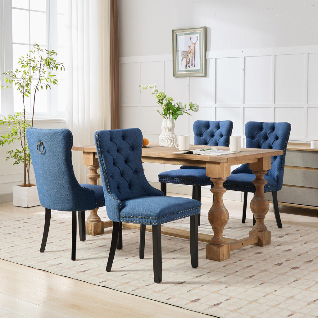 Linen Contemporary Tufted Flax Upholstered Dining Chairs (Set of 2)