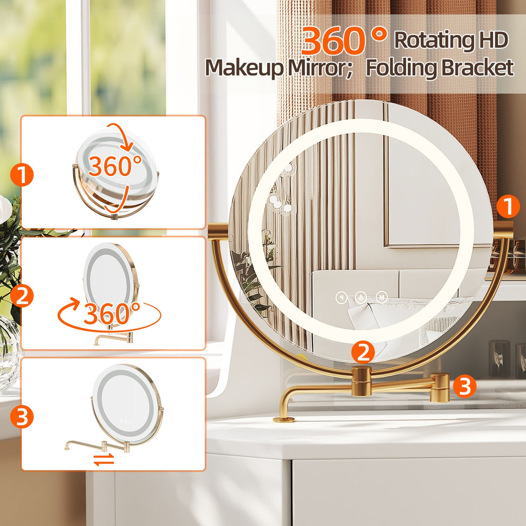 Modern Corner Vanity Set with Mirror and Stool