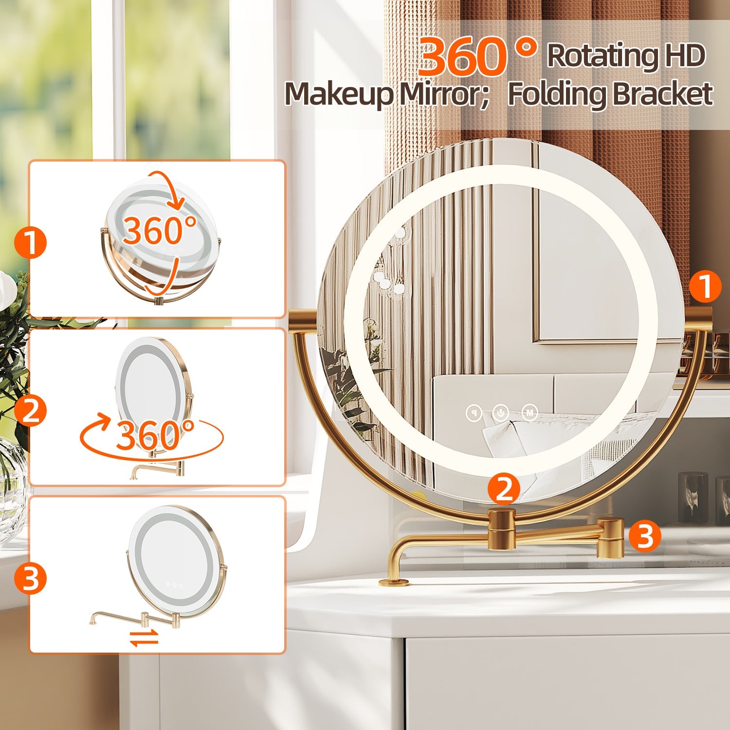 Modern Corner Vanity Set with Mirror and Stool