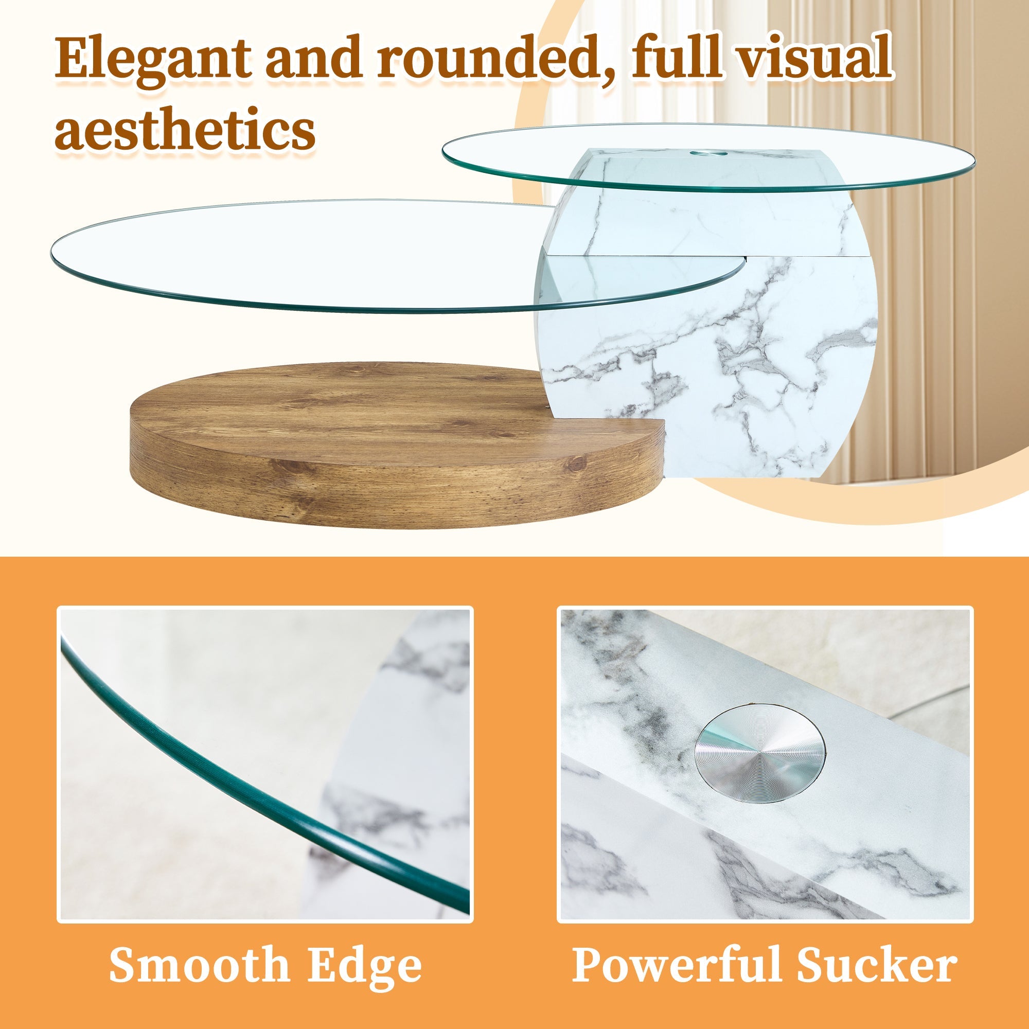 Contemporary Artistic Double Layer Coffee Table