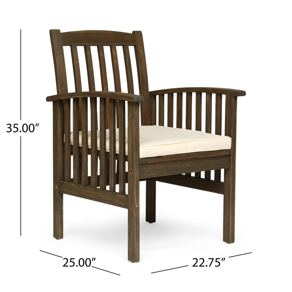 Outdoor 2PCS Acacia Wood Dining Chair Set with Cushions