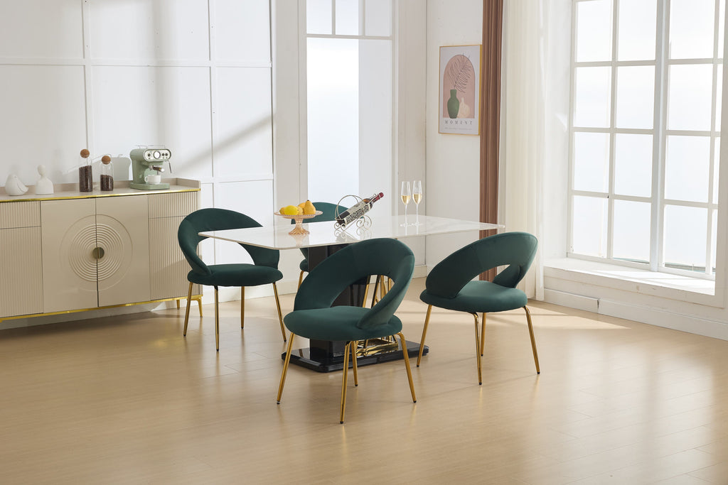 Velvet/Teddy Fabric Dining Chairs with Curved Backrest