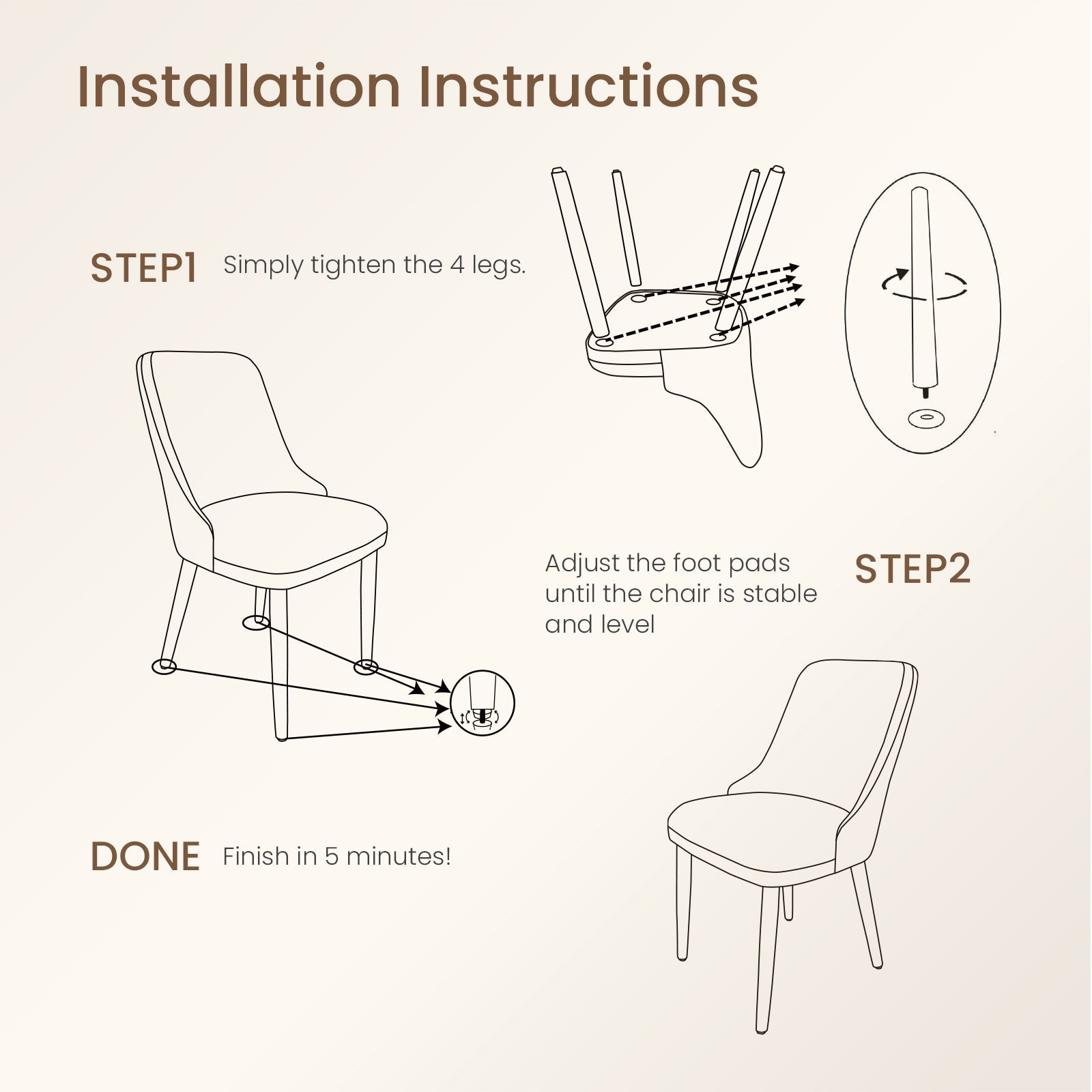 Firmoz Modern Soft Chenille Upholstered Side Chair Dining Chairs