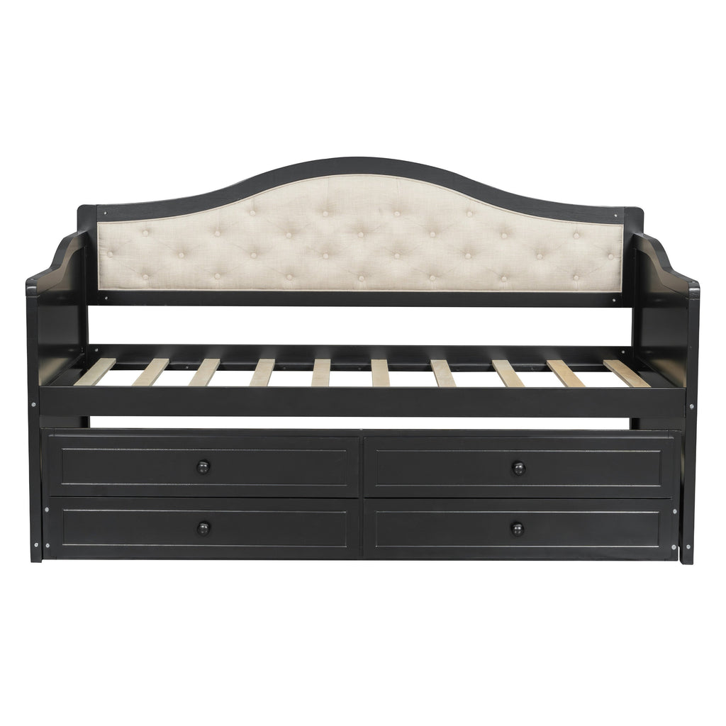 Wooden Twin Sofa Bed with Trundle