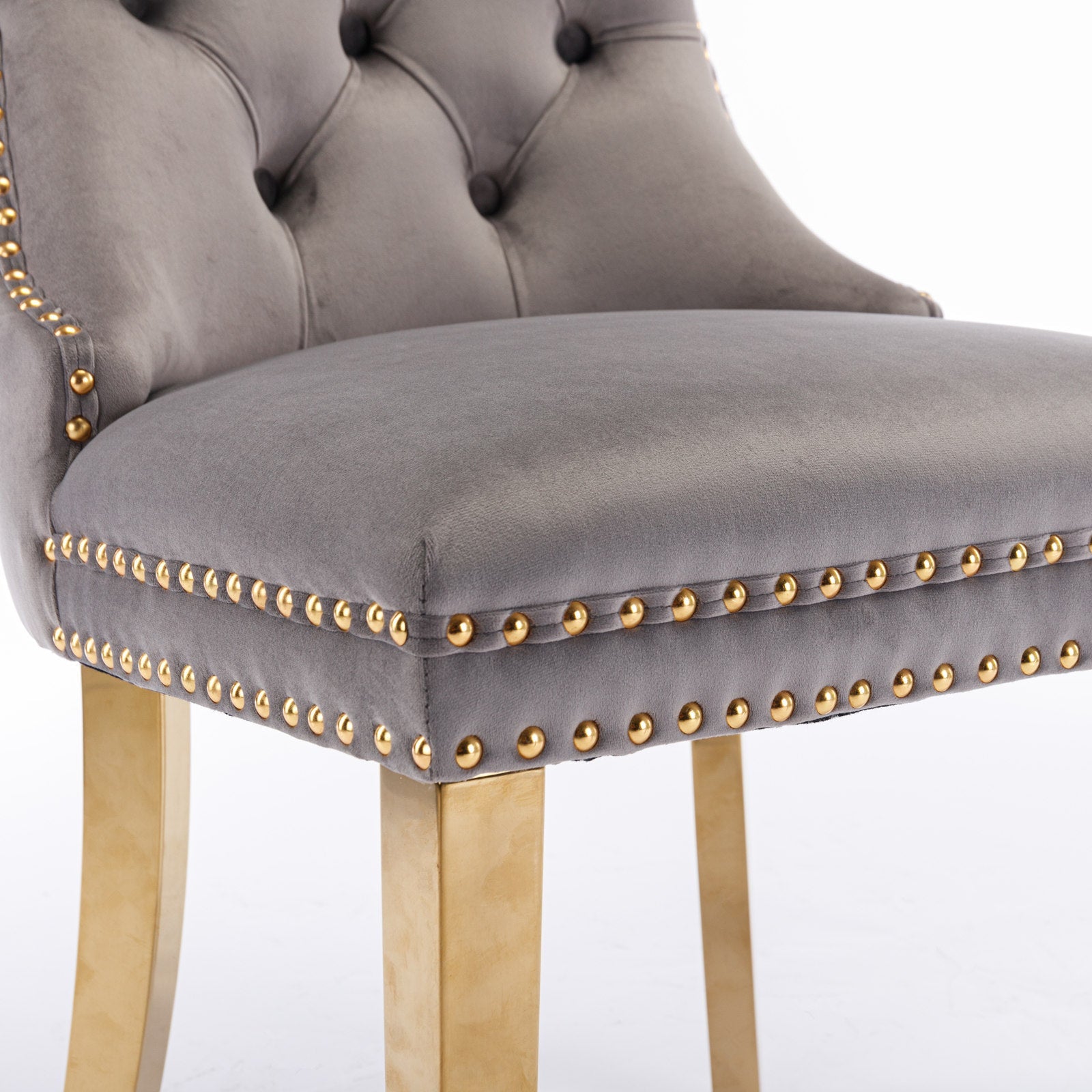 Modern High-end Tufted Solid Wood Velvet Dining Chairs (Set of 2)