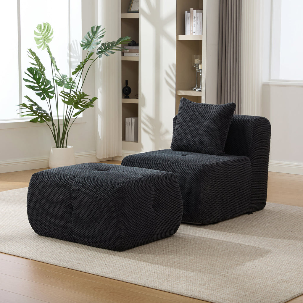 Oversized Boneless Convertible Cloud Couch with Movable Ottoman