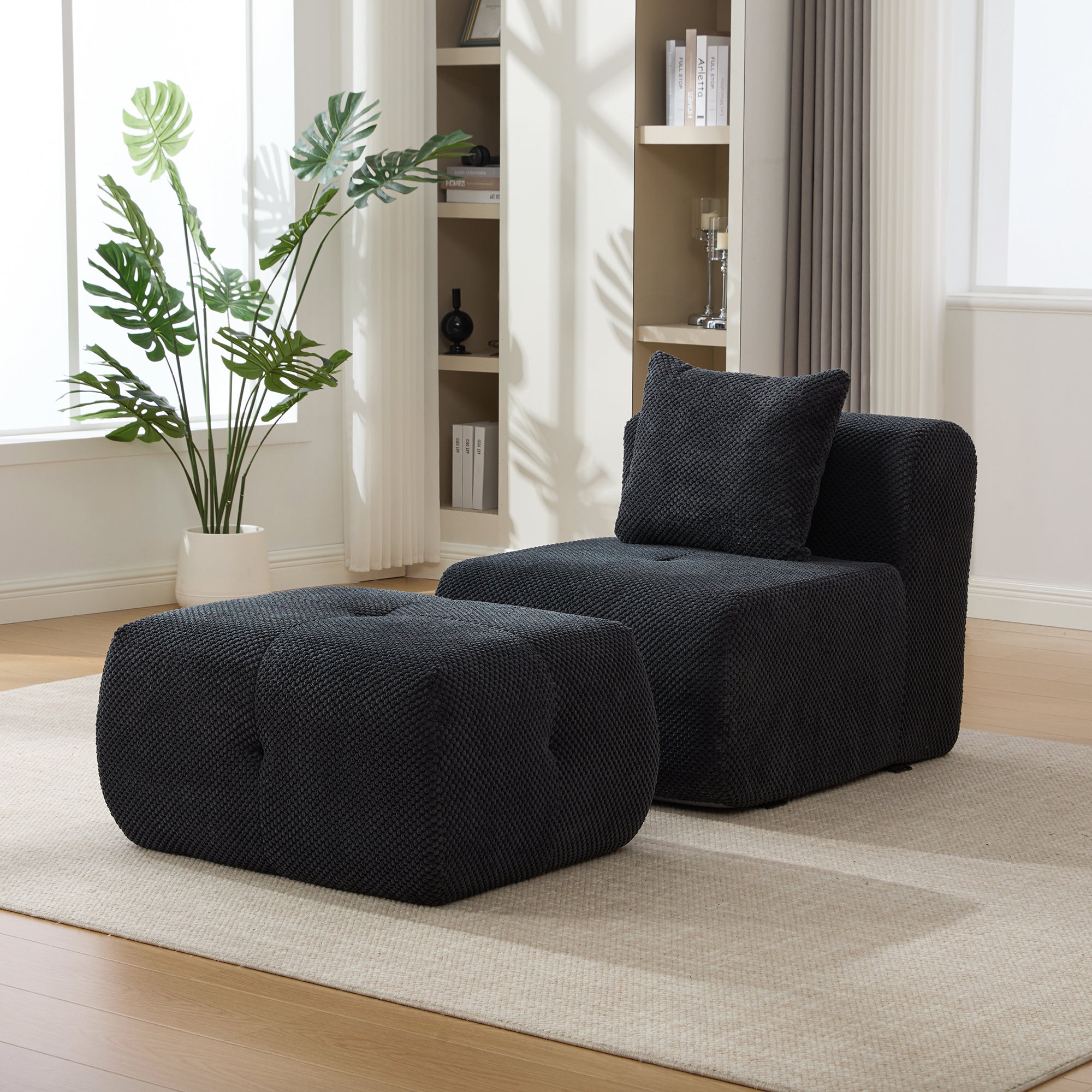 Oversized Boneless Convertible Cloud Couch with Movable Ottoman
