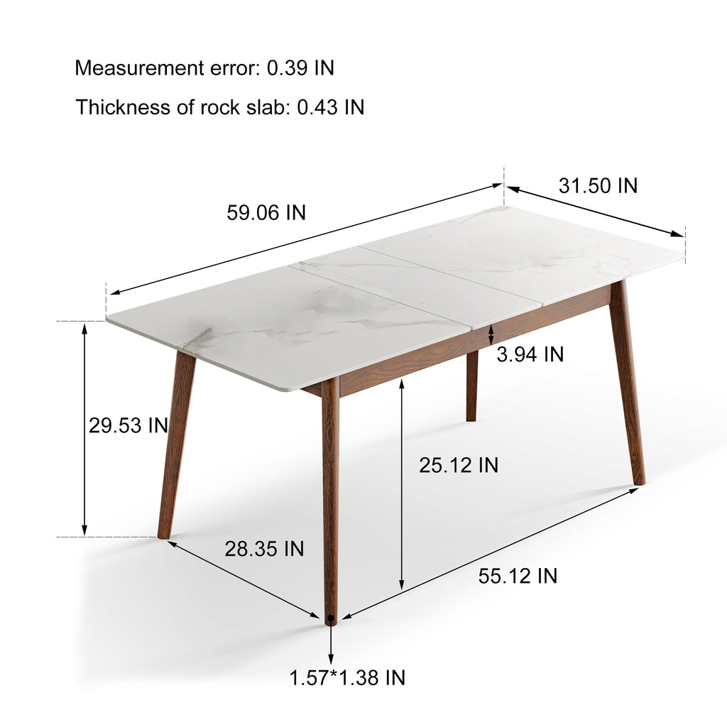 Walnut White Slate Telescopic Dining Table