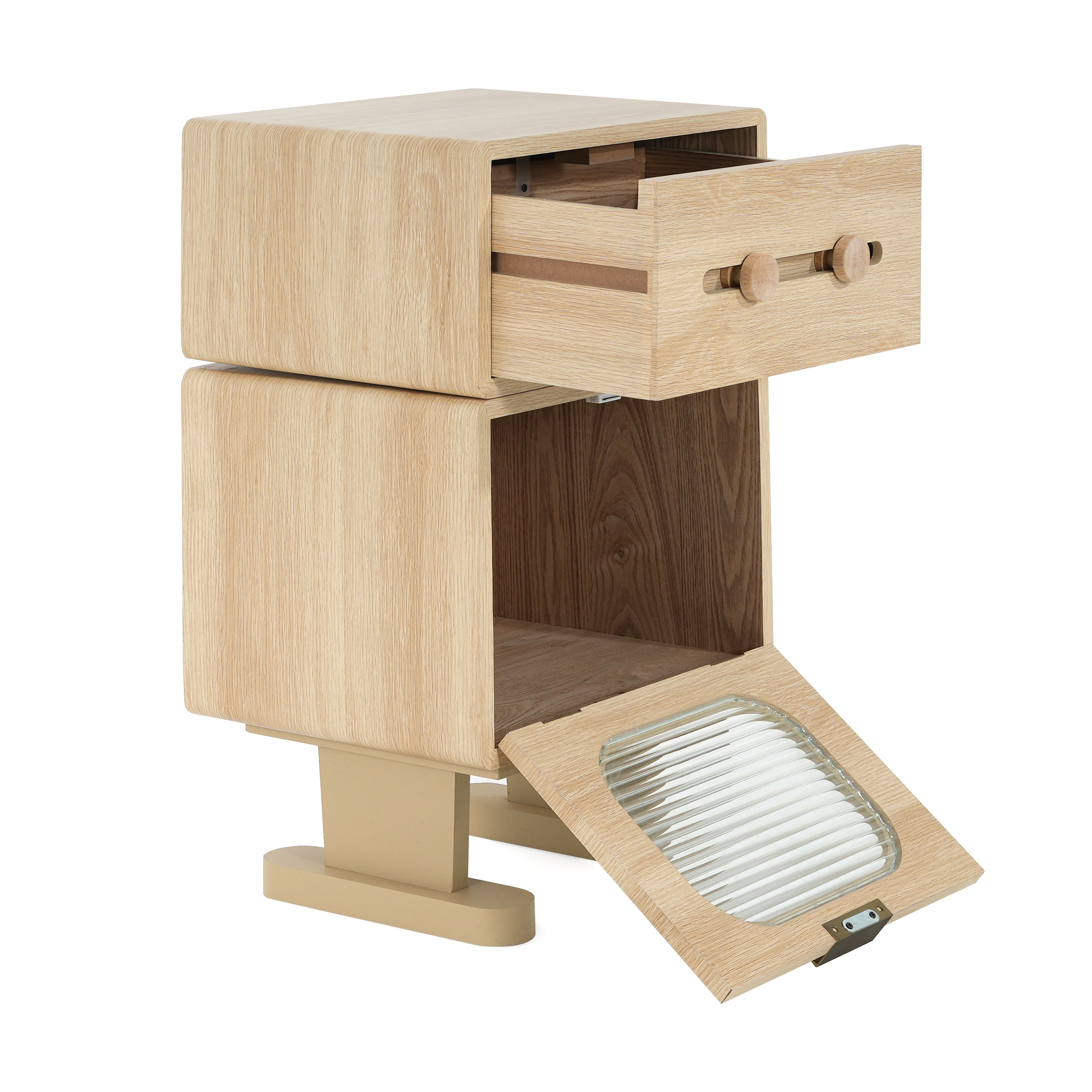 Rotating Robot Side Table with Storage