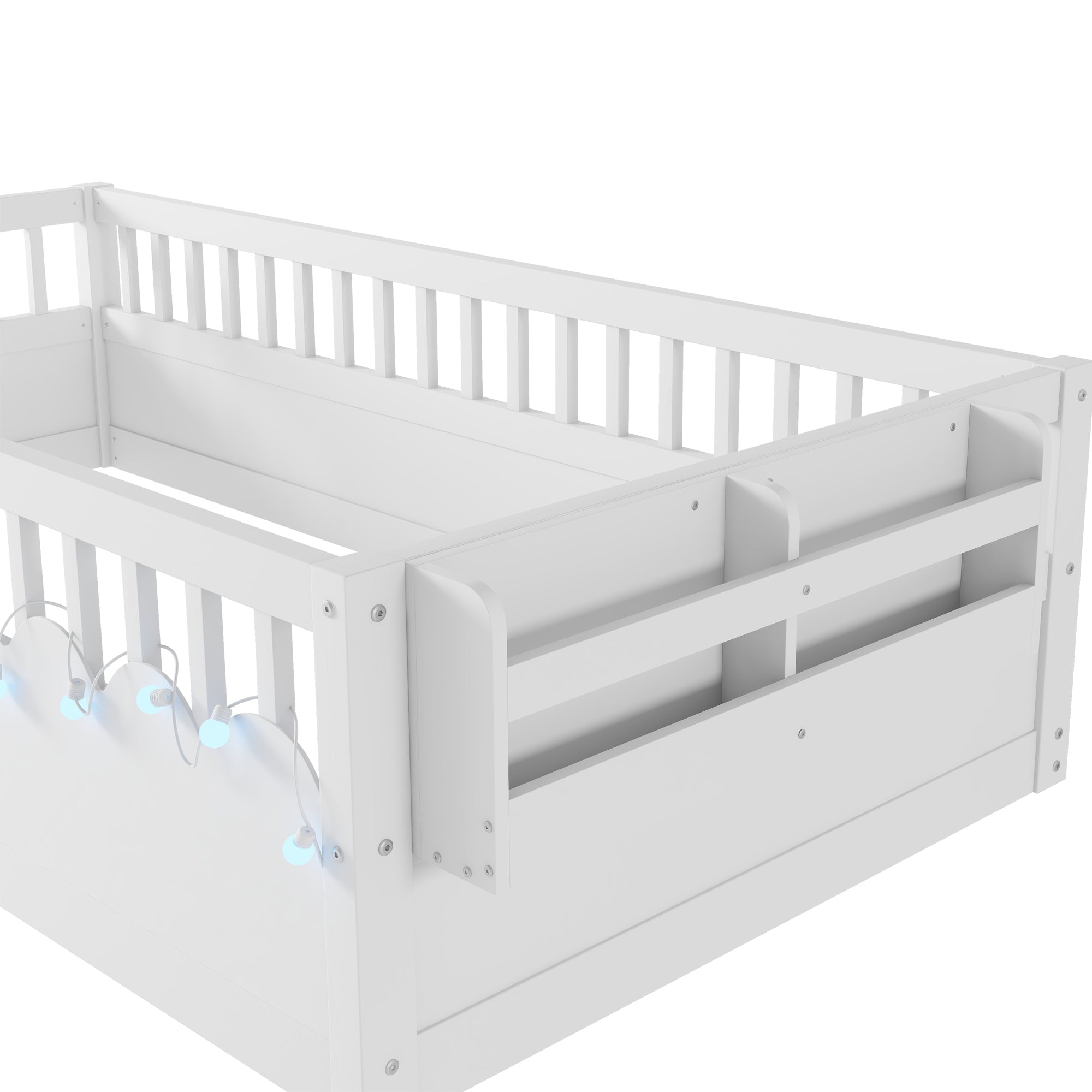 Twin/Full Montessori Floor Kids Bed Frame with High Rails