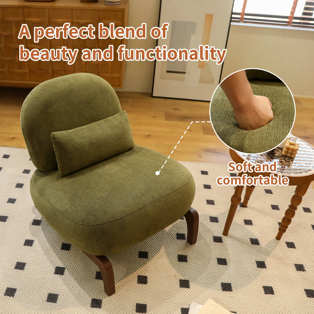 Velvet Accent Chair with Solid Wood Legs