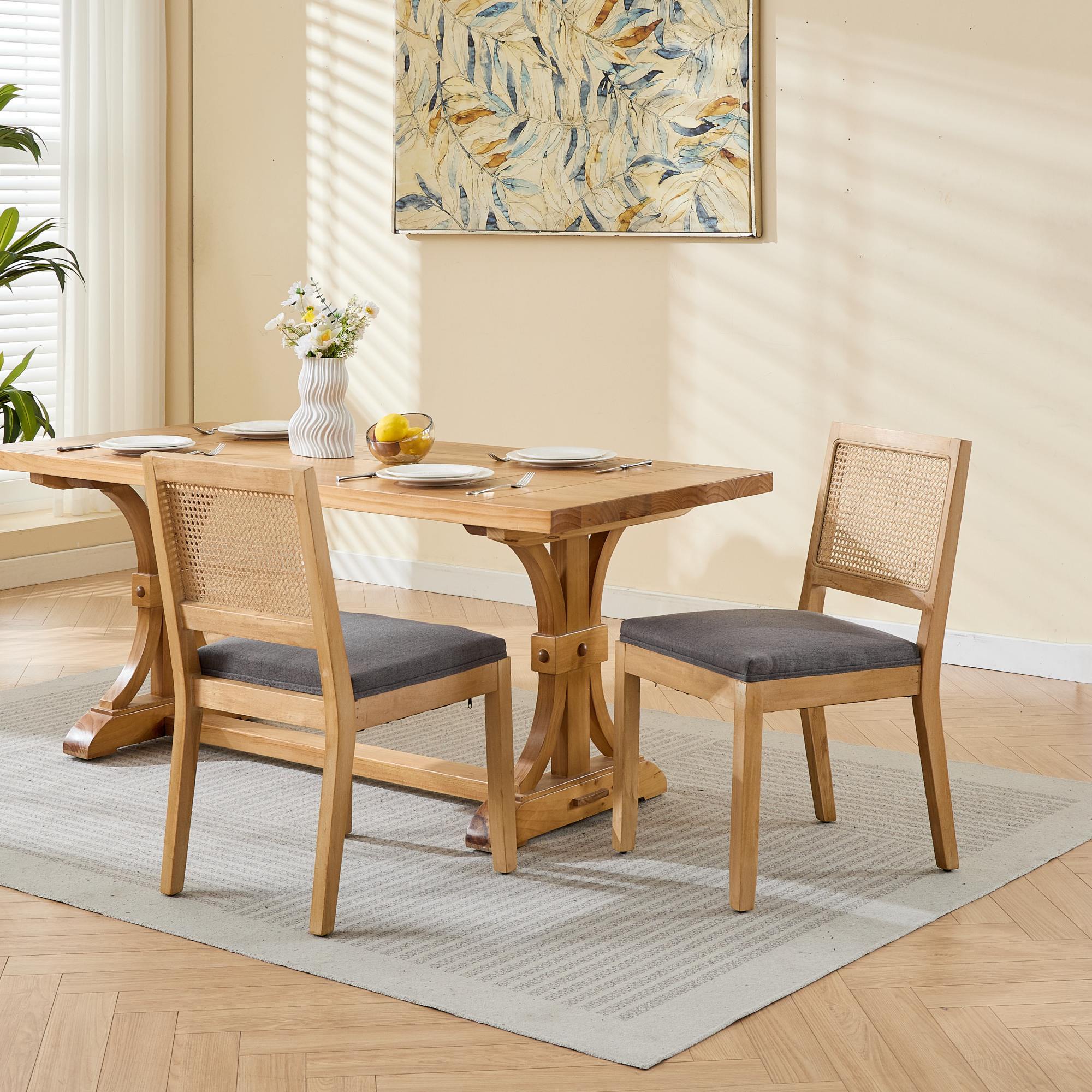 Farmhouse Rattan Dining Chairs (Set of 2)