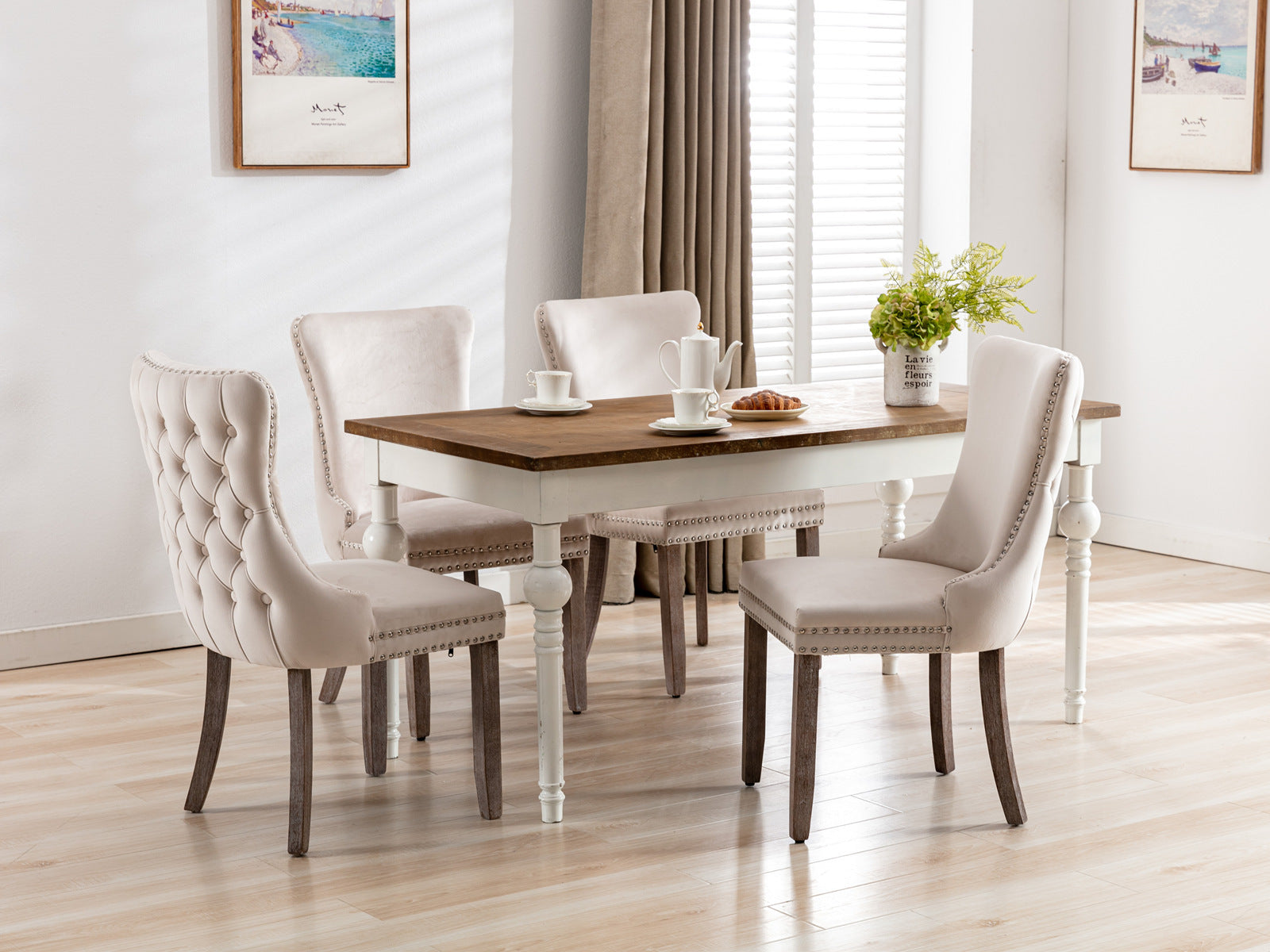Modern Velvet Upholstered Wing-Back Dining Chairs (Set of 2)