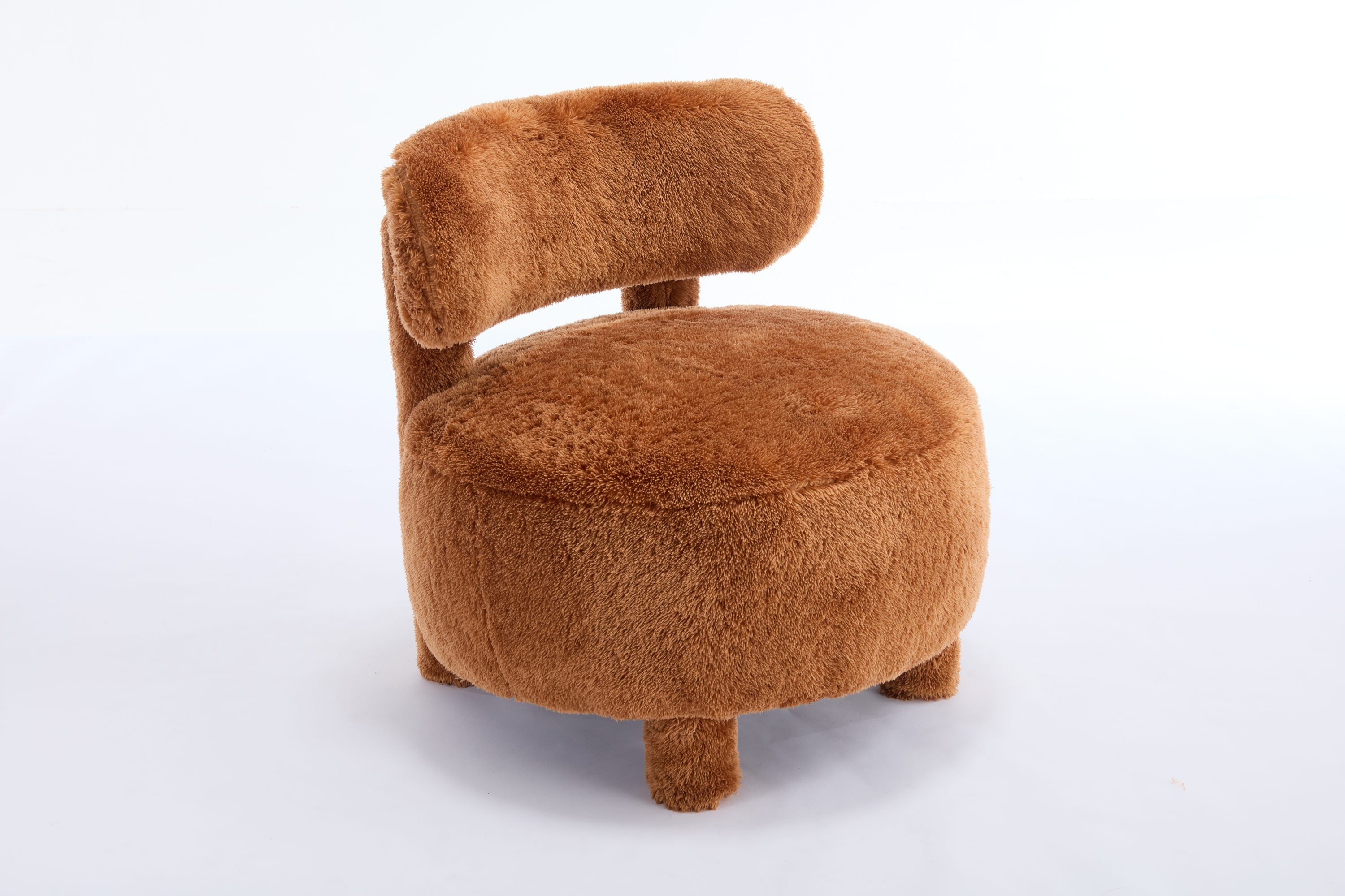 Fur/Teddy Fabric Armless Accent Chair with Curved Backrest