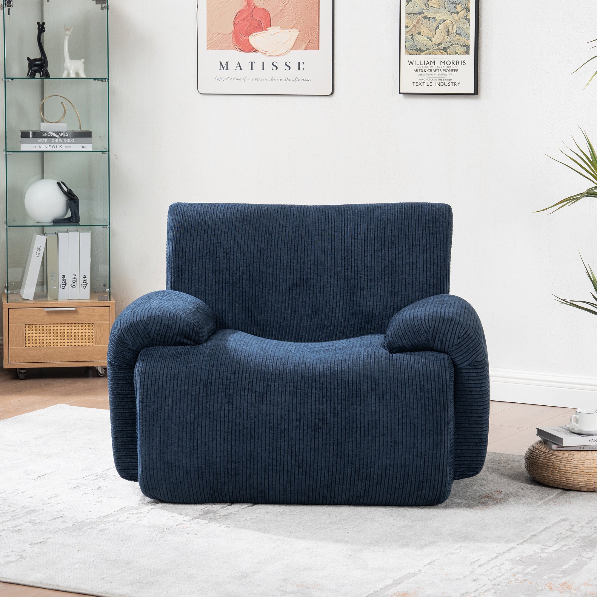 Modern Chenille Vertical Stripe Accent Chair
