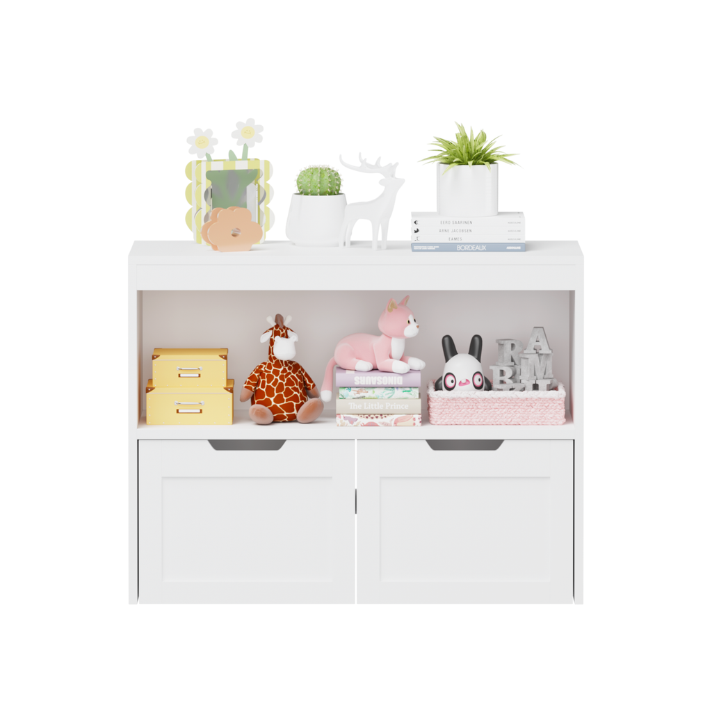 Toy Storage Cabinet  with Large Drawers and Open Shelves