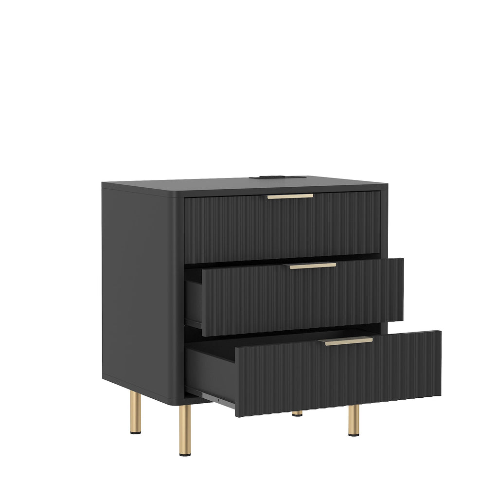 Modern Night Stand with Storage Cabinet for Bedroom with 3 Drawers