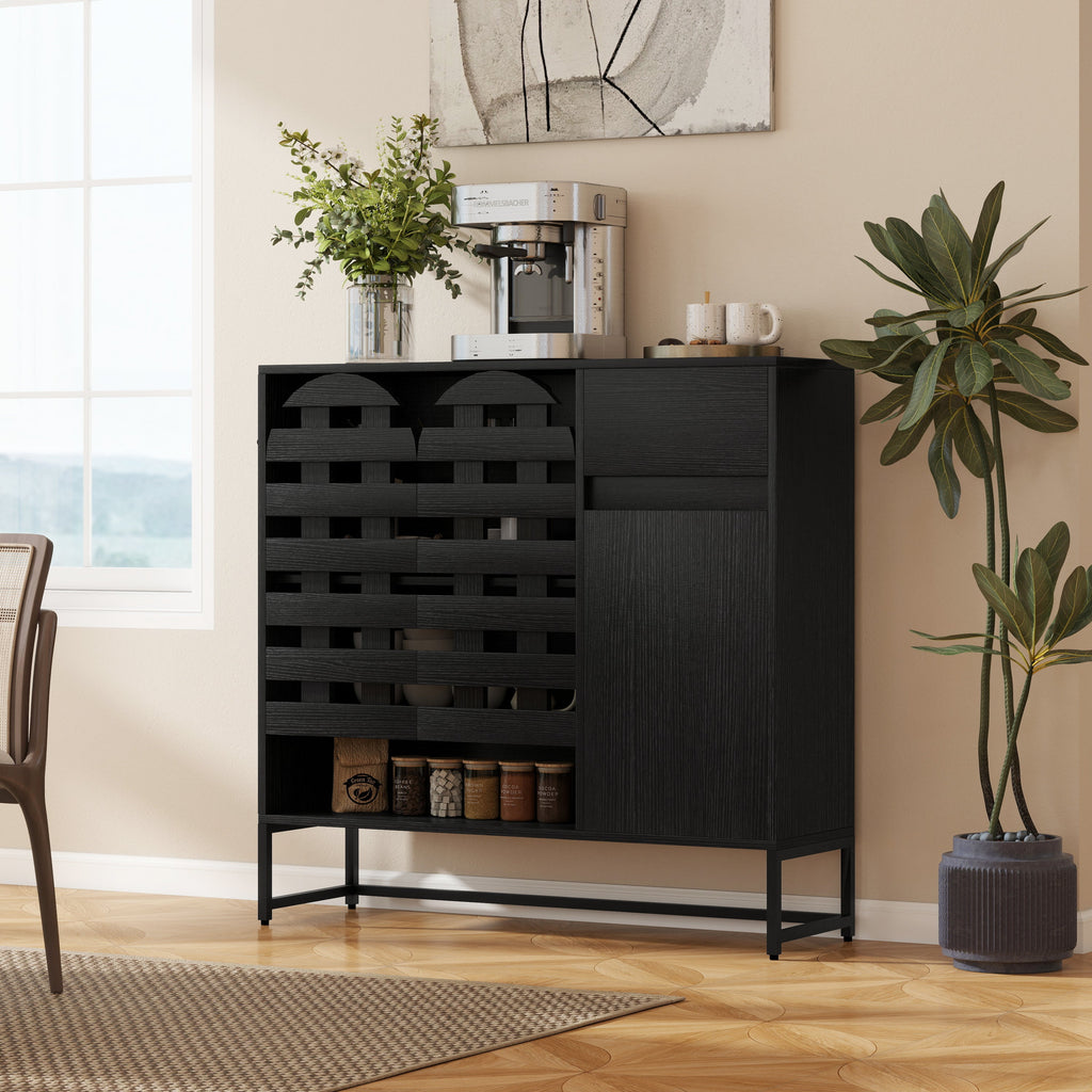 44.49' Black Woven Door Accent Cabinets
