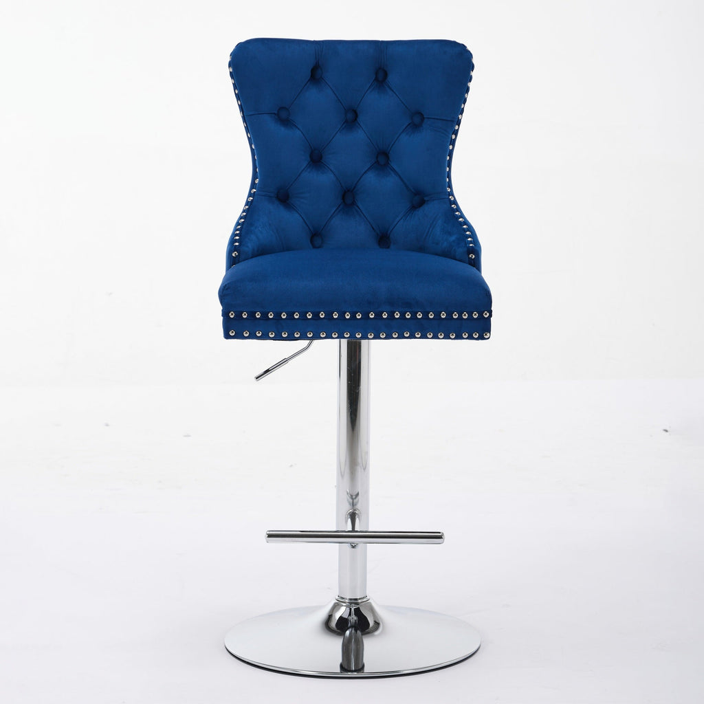Modern Upholstered Swivel Velvet Barstools (Set of 2)