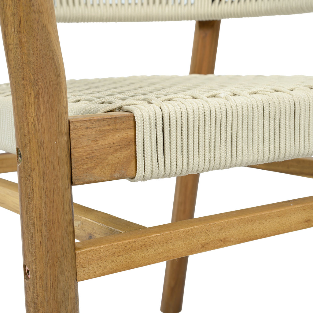 2-seat Woven Outdoor Chairs, Comfy Patio Seating with Elegant Teak Finish