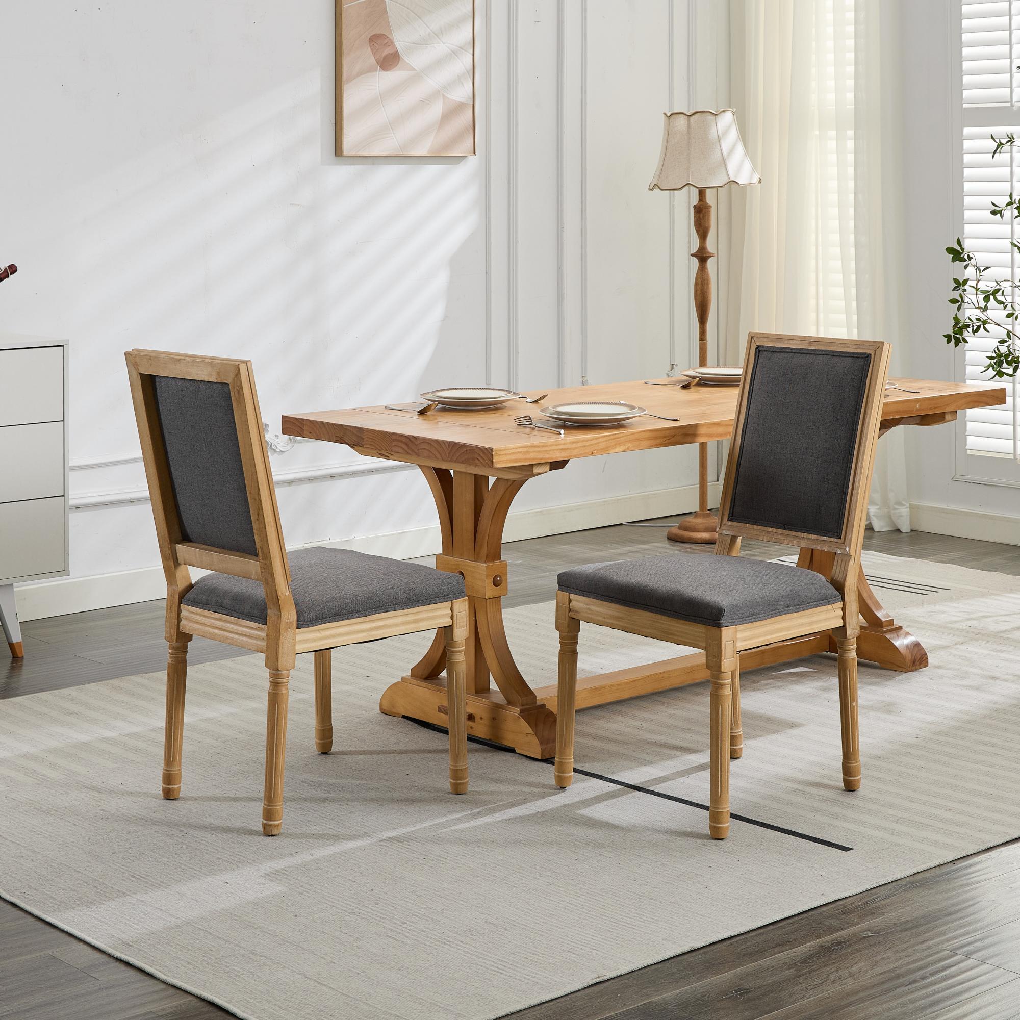 French Louis Dining Chairs with Square Backrest (Set of 2)