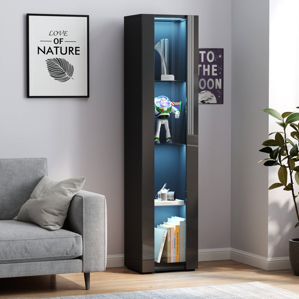 Black Side Cabinet with Aluminum Strip Lamp
