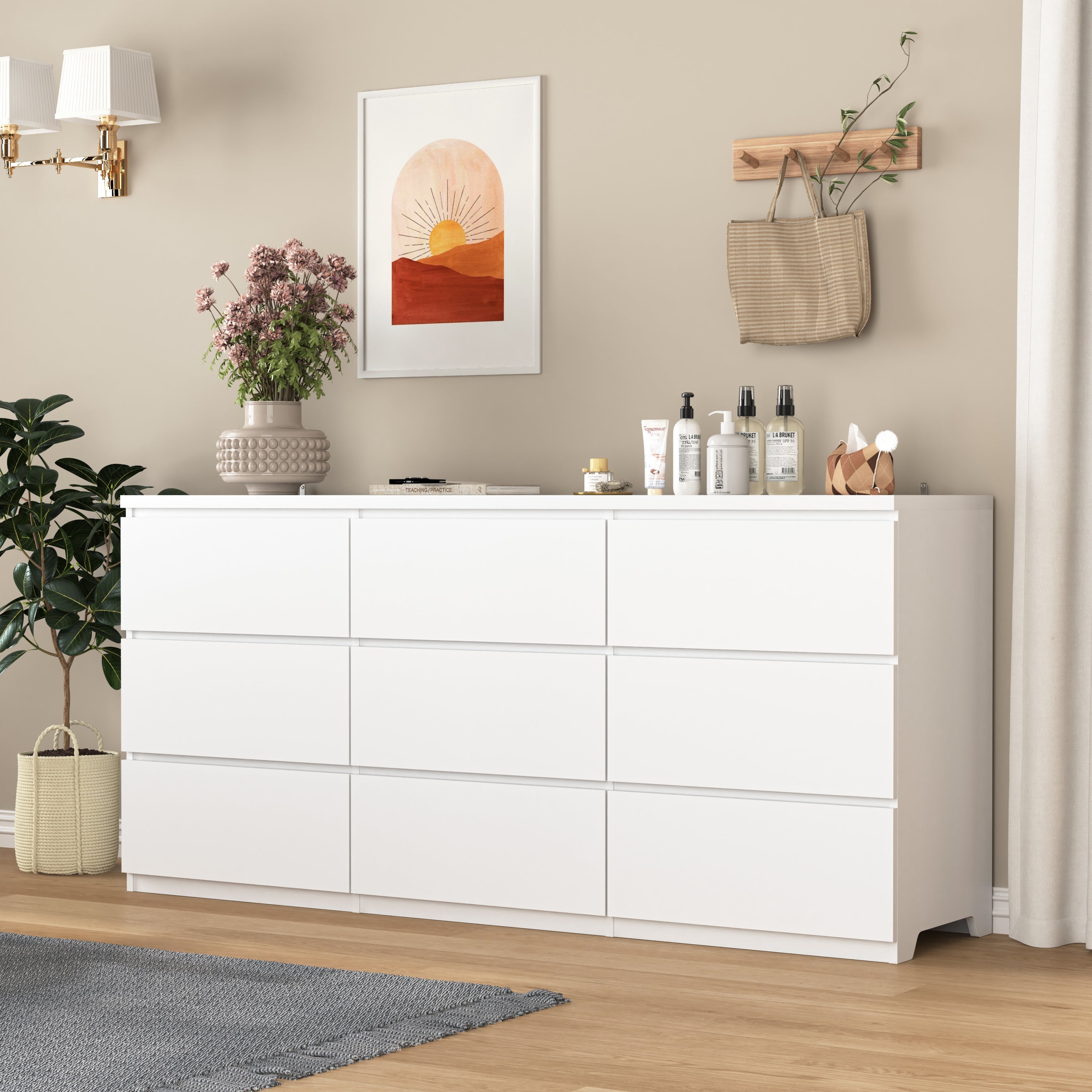 White 9 Drawer Cabinet for Bedroom