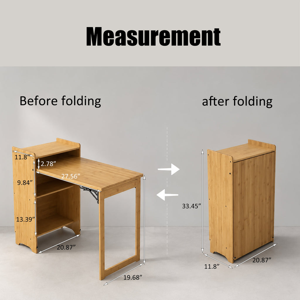 Mid Century Home Office Foldable Table for Small Space