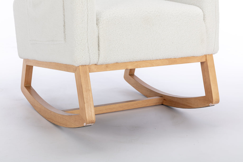 Teddy Fabric Rocking Chair with Packet Wood Legs