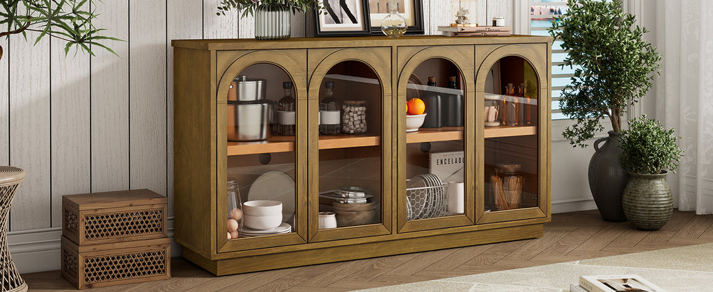 4-Door Large Arched Buffet  Storage Cabinet