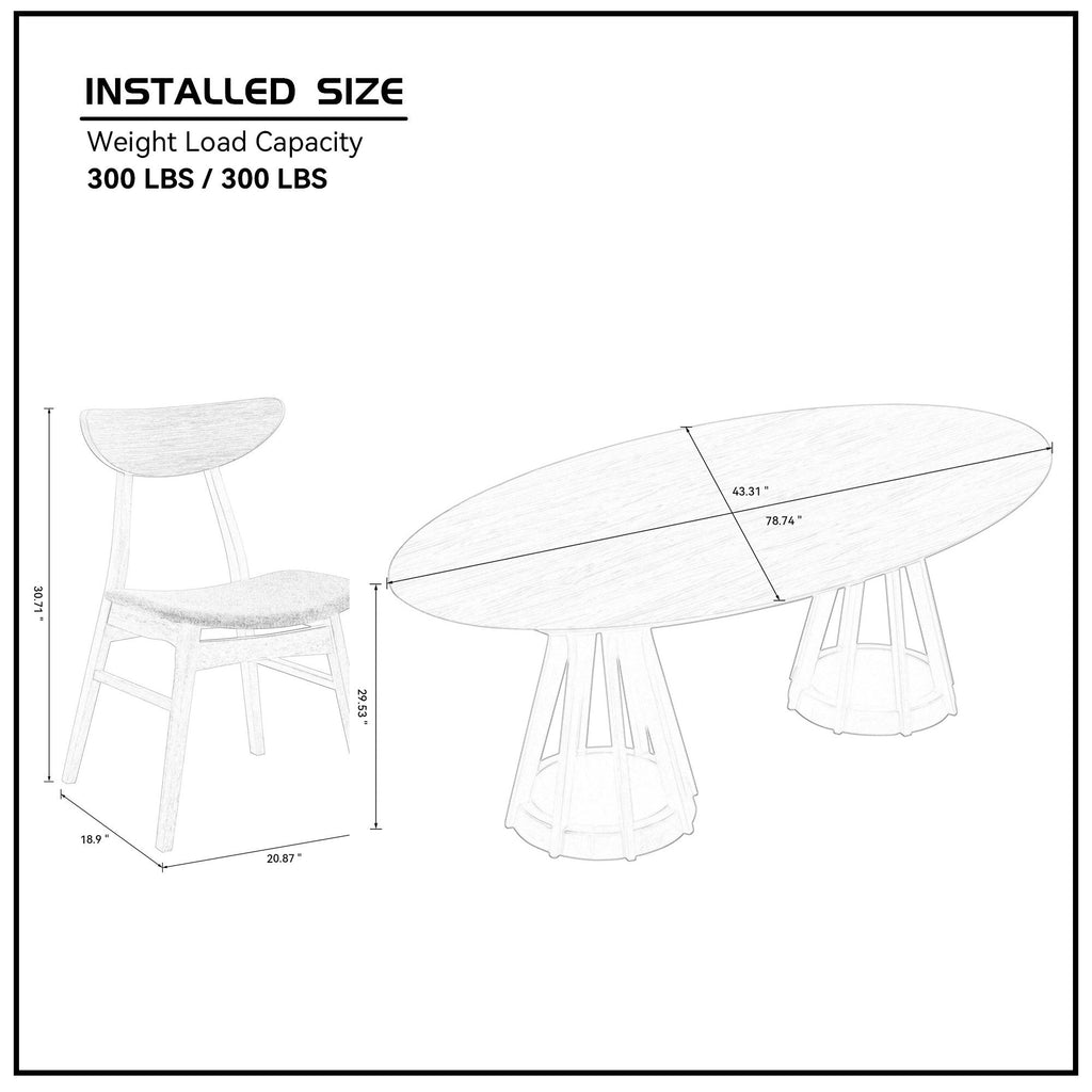 78.74 Inch Modern Wood Dining Table Set