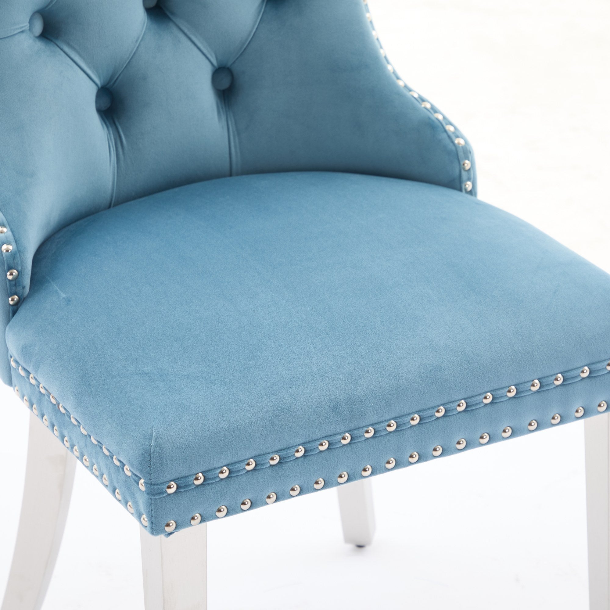 Modern High-end Tufted Solid Wood Velvet Dining Chairs (Set of 2)