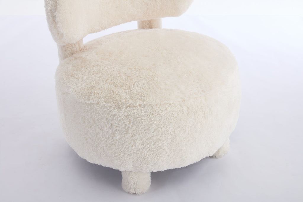 Fur/Teddy Fabric Armless Accent Chair with Curved Backrest