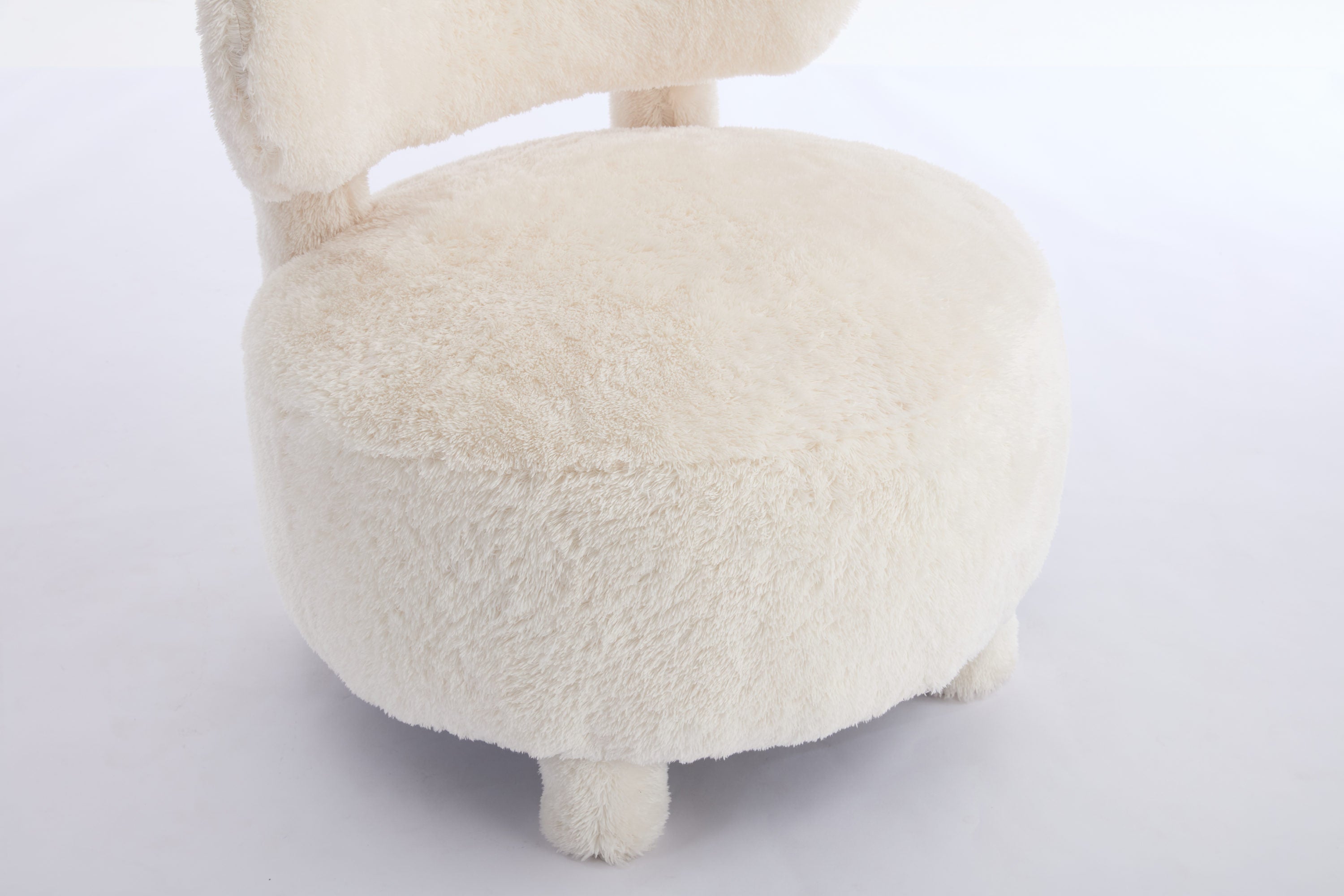 Fur/Teddy Fabric Armless Accent Chair with Curved Backrest