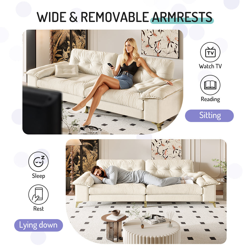 104.7 ' Modern 4-Seat Cloud Sofa with Wide Removable Armrests