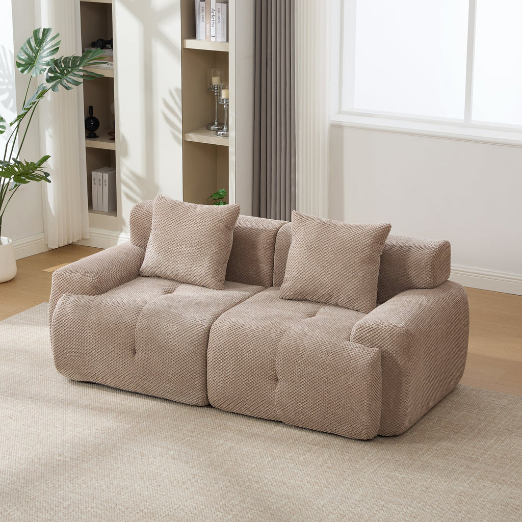 73' Sectional Cloud Convertible Floor Couch with 2 Pillows