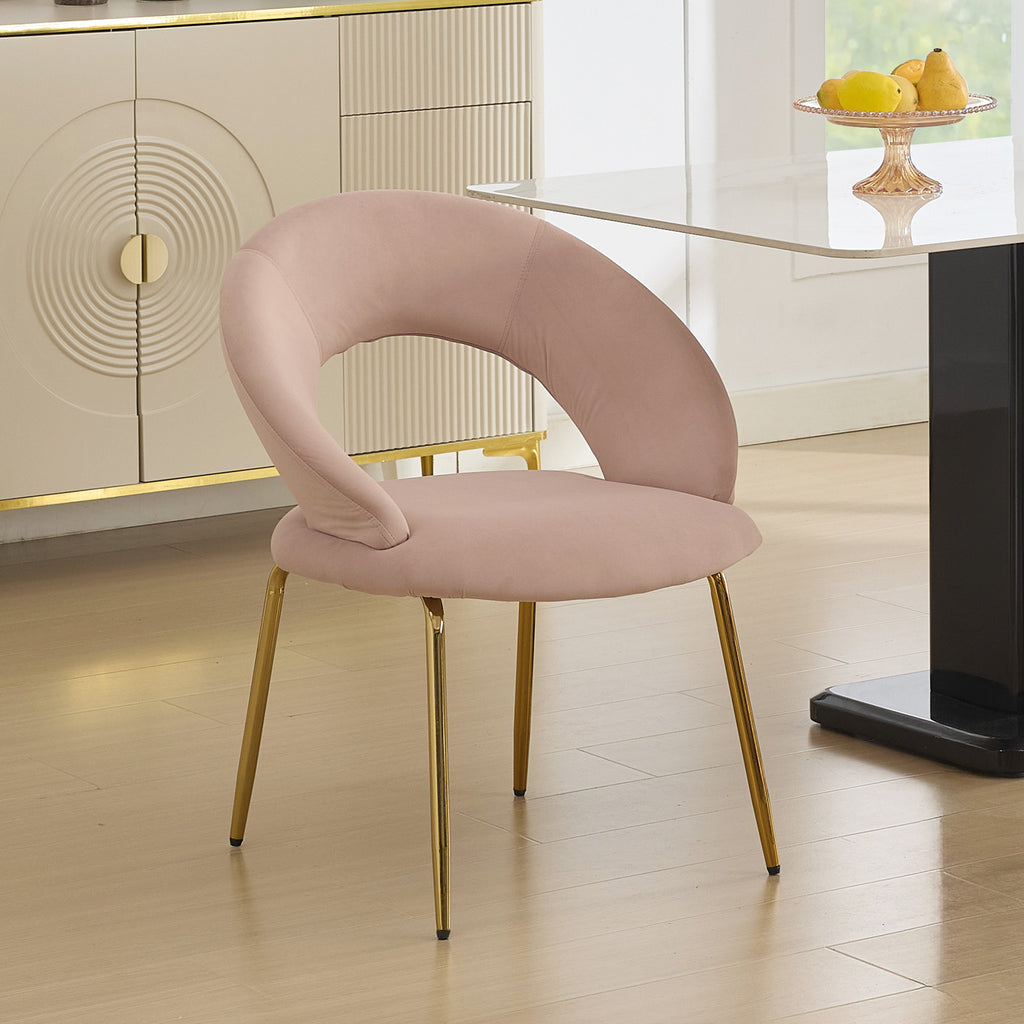 Velvet/Teddy Fabric Dining Chairs with Curved Backrest